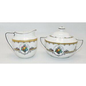 Adderley Regina Bone China England CREAMER & SUGAR W/LID Fruit Set